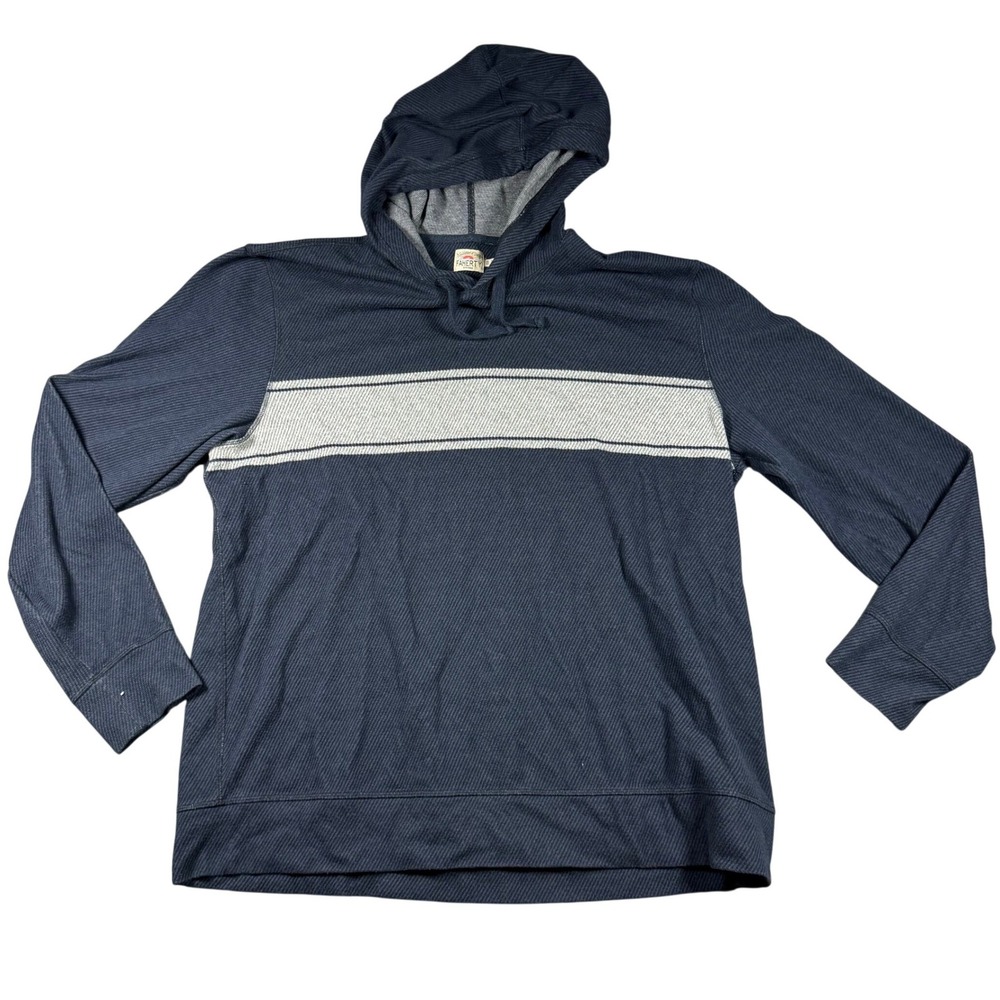 Faherty Brand Mens Navy Blue Striped Organic Cotton Blend Pullover Hoodie XXL